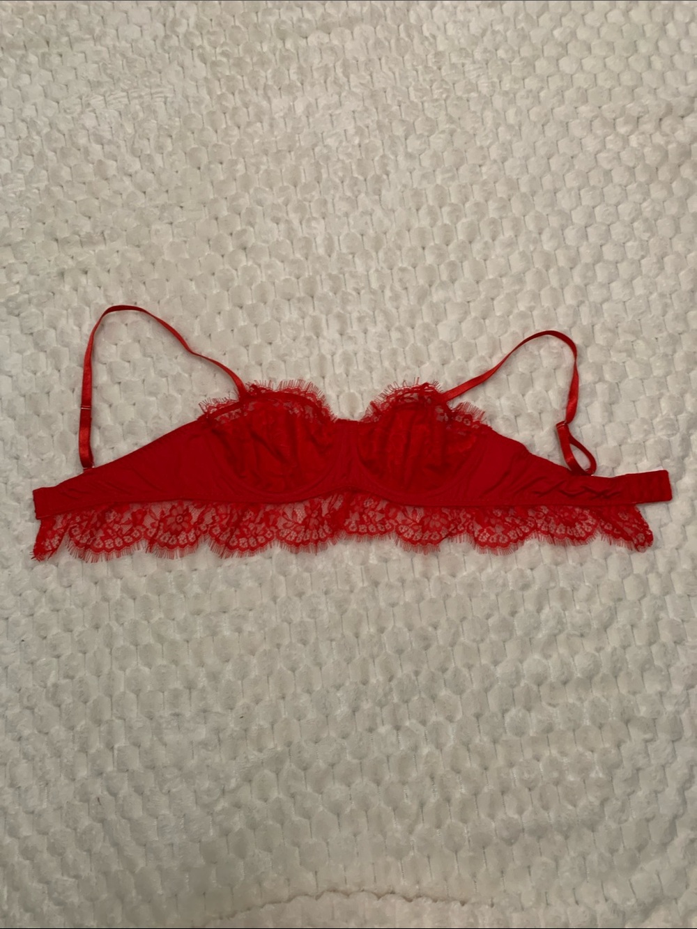 Red Lace Balconette Bralette - Women's Intimates